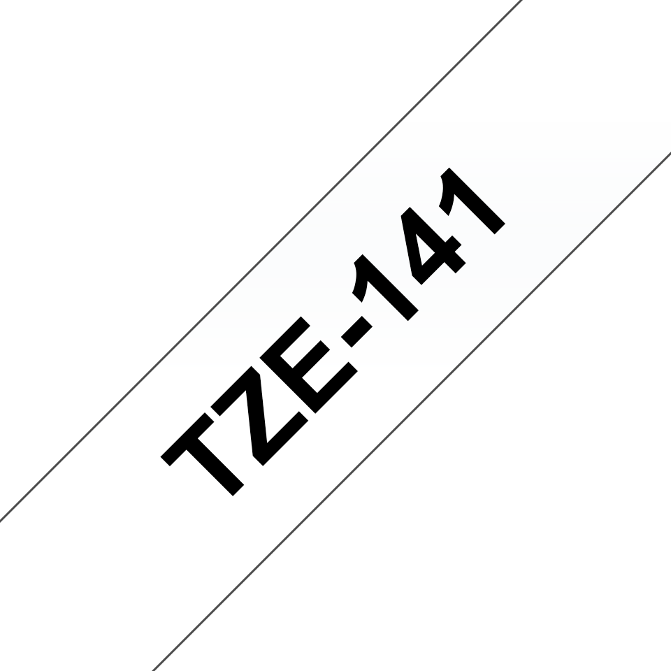 Original Brother TZe141 merketape – sort på klar, 18 mm bred